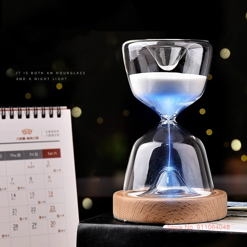 Luminous Remote Control Glass Hourglass 15 Minutes Time Timer