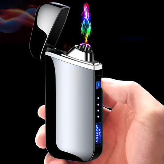 Rechargeable Windproof Metal Flameless Electric Dual Arc USB Lighter