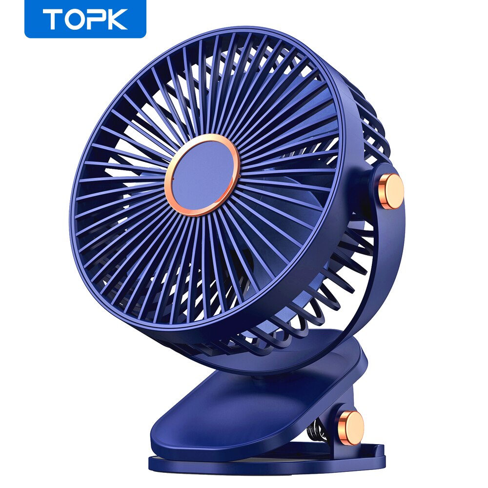 New Clip Fan - USB Charging, Multiple Wind Modes (Dark Blue)