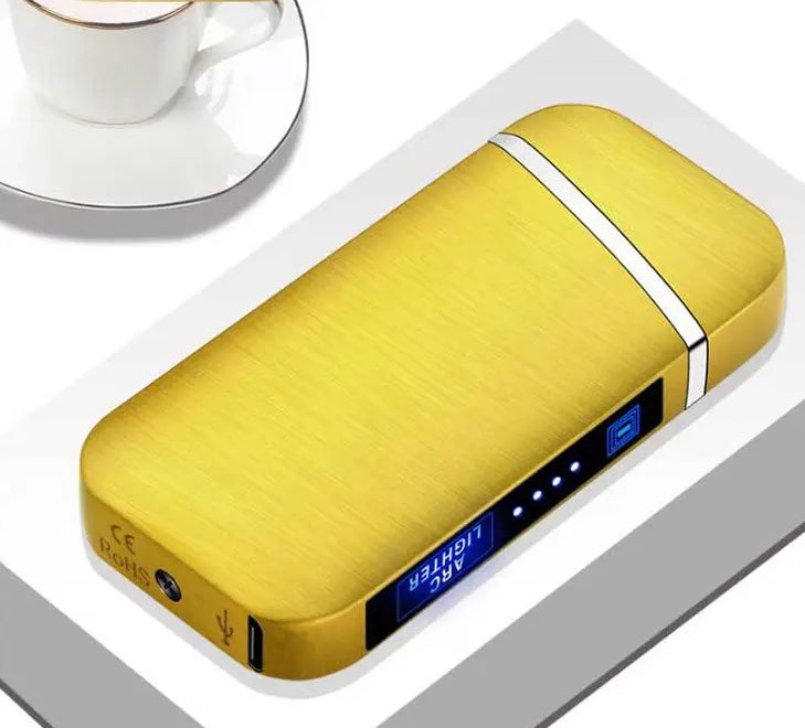 Rechargeable Windproof Metal Flameless Electric Dual Arc USB Lighter