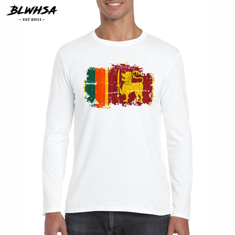 BLWHSA Sri Lanka Flag Print Men's Long Sleeve T-Shirt